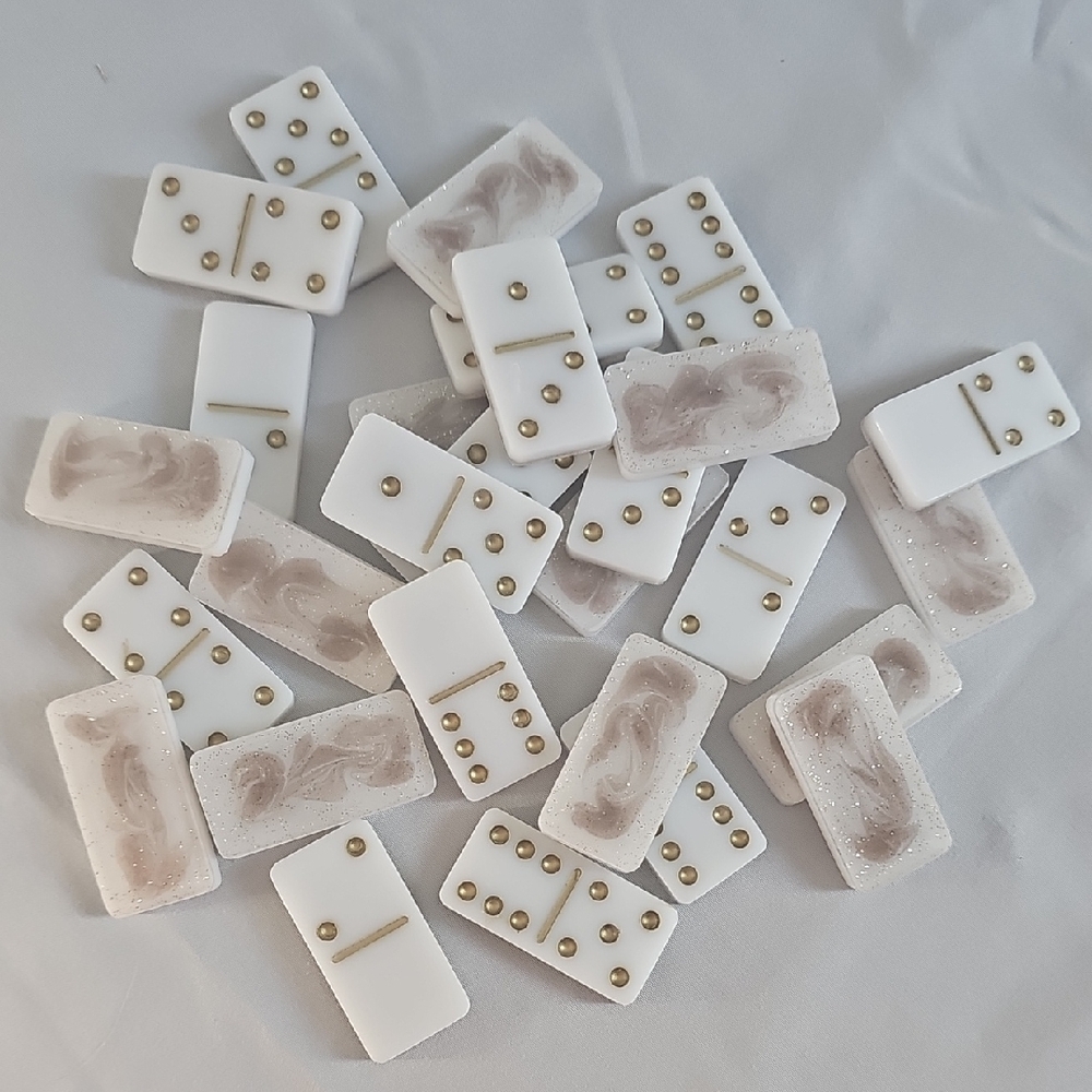 Hand Crafted White and Gold Domino Set